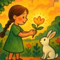 A virág, amely nem akart elhervadni – színes, rajzolt mesekönyv-illusztráció
