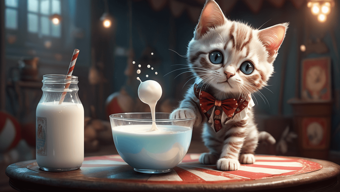 Cirmos cica és a kiömlött tej